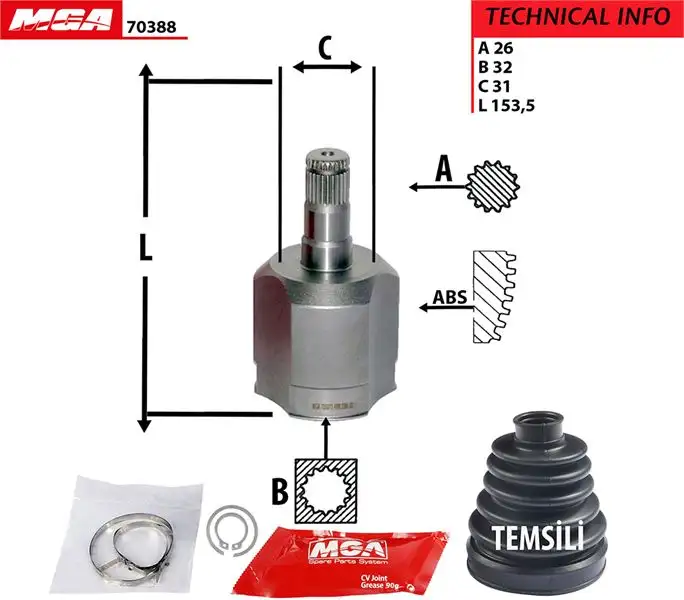 MGA 70388 Aks Kafası (İç) 1K0498103C