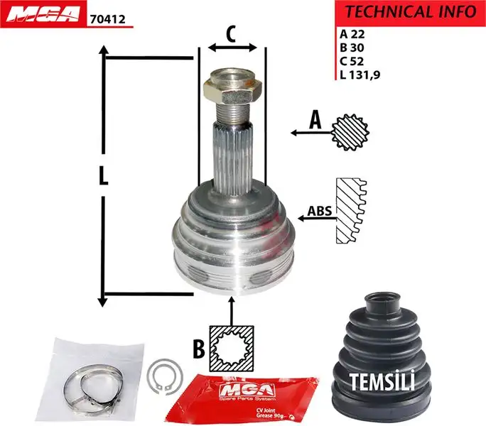 MGA 70412 Aks Kafası (Dış) 6N0498099