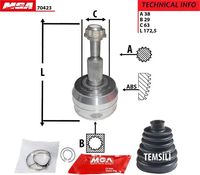 MGA 70423 Aks Kafası (Dış) 7H0498099B