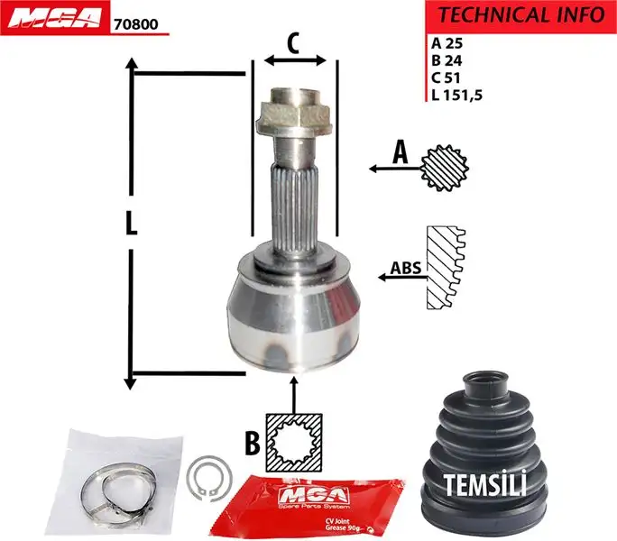 MGA 70800 Aks Kafası (Dış) 46307906