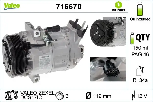 VALEO 716670 Klima Kompresörü 92600ET02A