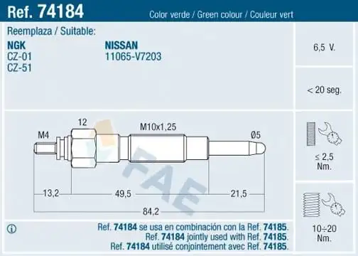 FAE 74184 Kızdırma Bujisi 11065V7203