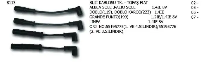 ÜNÜVAR 8113 Buji Kablosu 55195776
