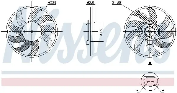 NISSENS 850105 Fan Motoru 8K0959455Q