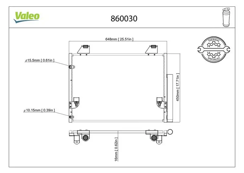 VALEO 860030 Klima Radyatörü 884600K080