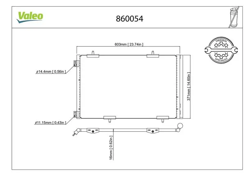 VALEO 860054 Klima Radyatörü 9674994280