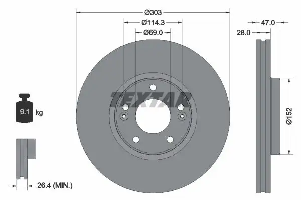 TEXTAR 92273303 Ön Fren Diski