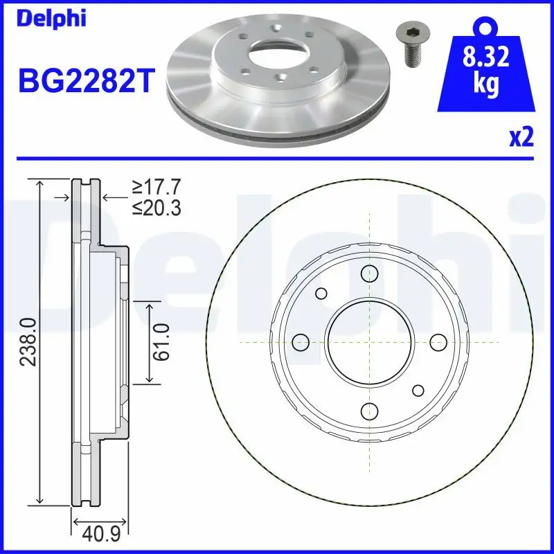 DELPHI BG2282T Ön Fren Diski