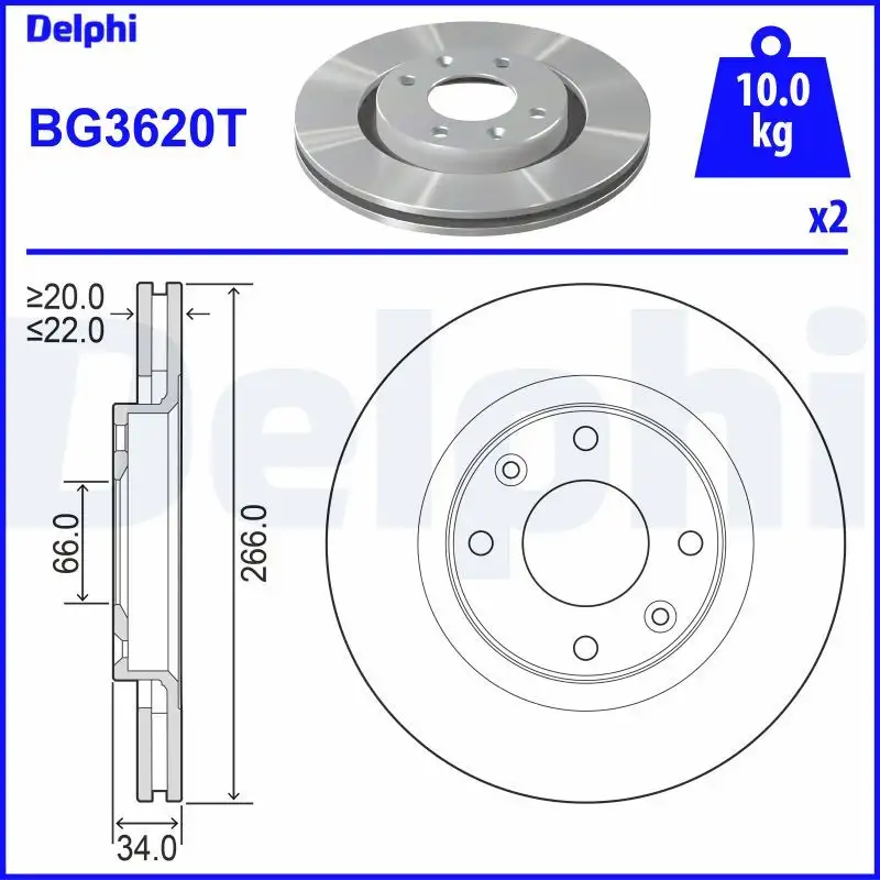 DELPHI BG3620T Ön Fren Diski