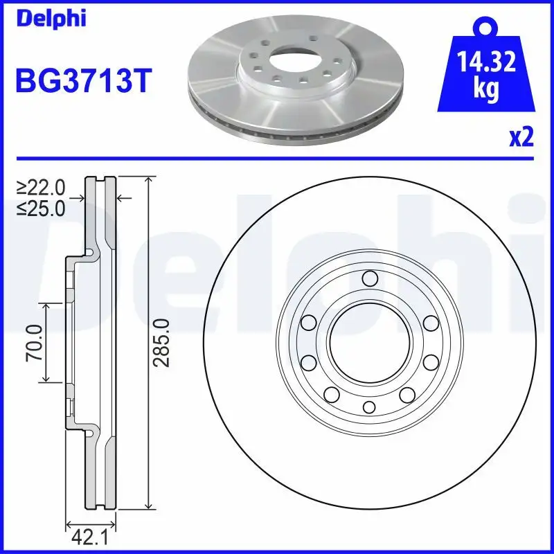 DELPHI BG3713T Ön Fren Diski