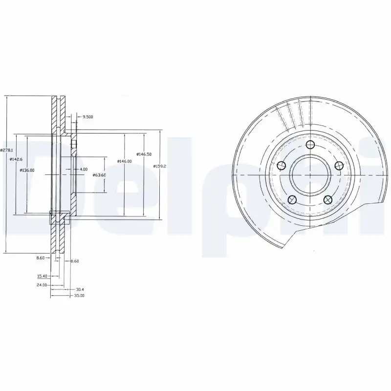 DELPHI BG3826 Ön Fren Diski