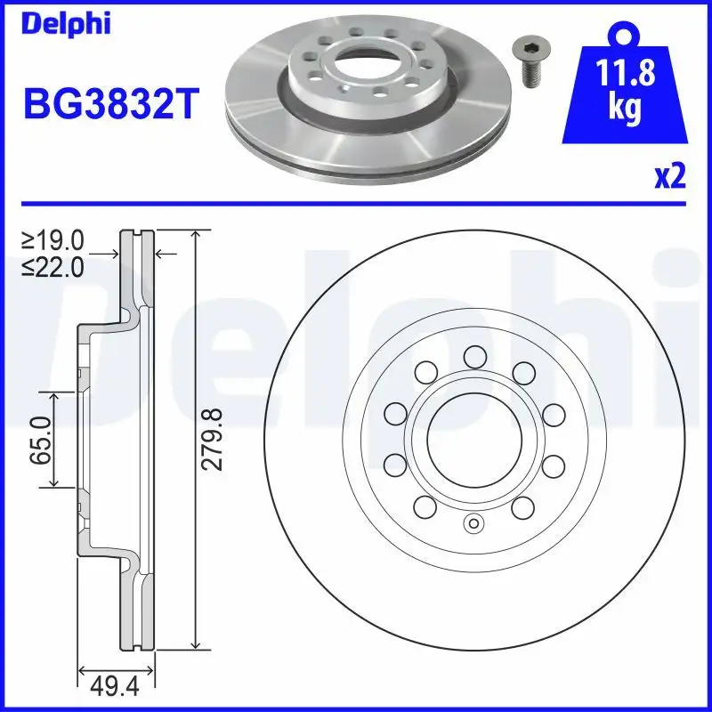 DELPHI BG3832T Ön Fren Diski