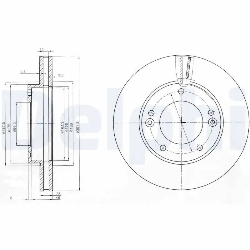 DELPHI BG3858 Ön Fren Diski 517123E300