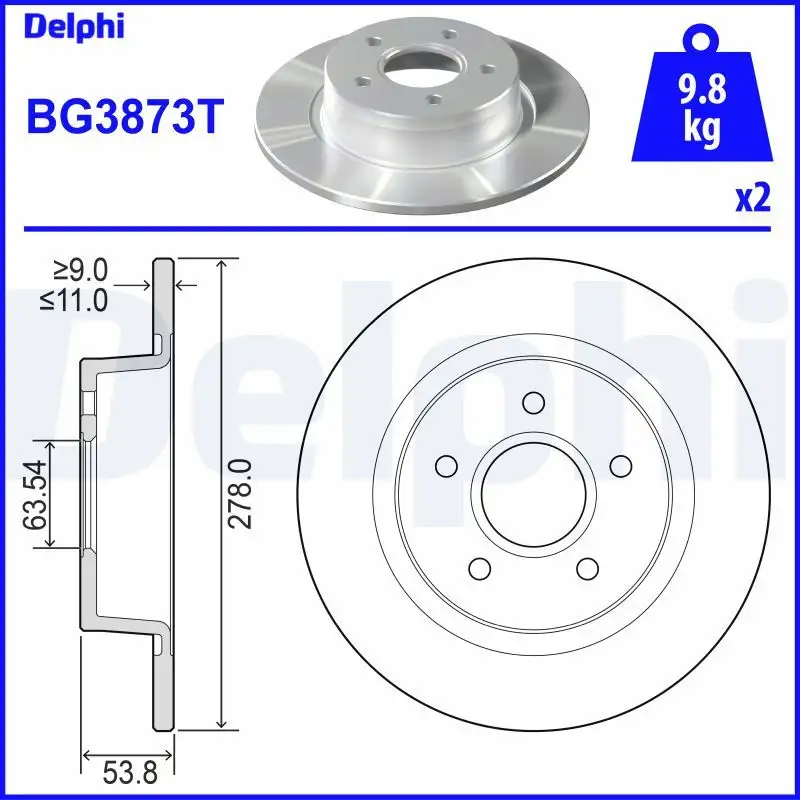 DELPHI BG3873T Arka Fren Diski