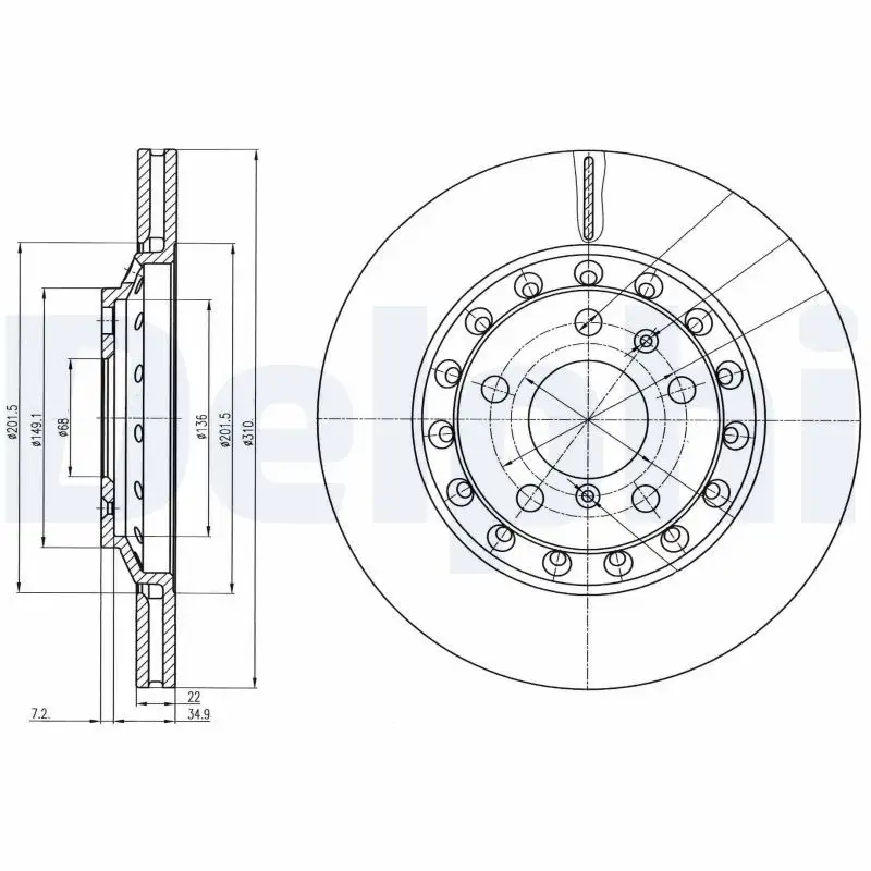 DELPHI BG3958 Arka Fren Diski 4E0615601A