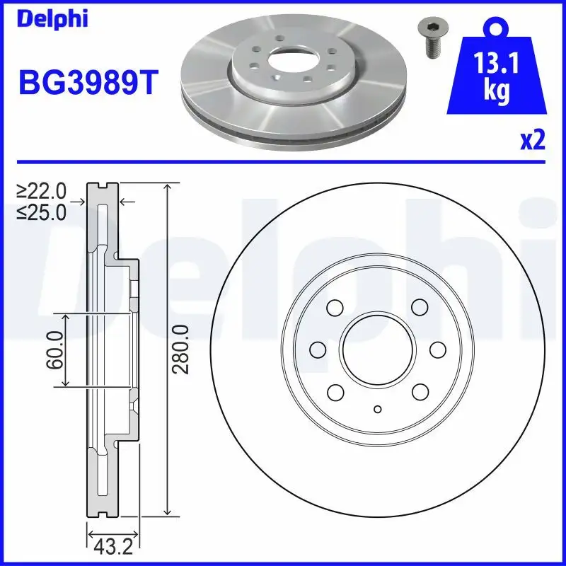 DELPHI BG3989T Ön Fren Diski 95526653