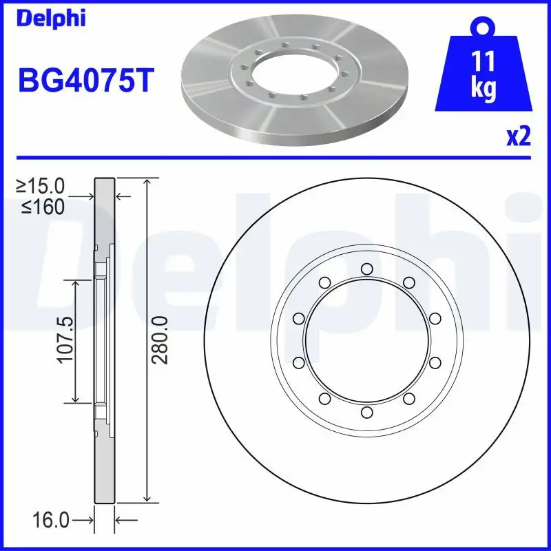 DELPHI BG4075T Arka Fren Diski