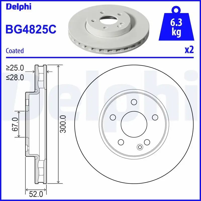 DELPHI BG4825C Ön Fren Diski A4474210312