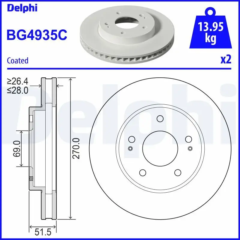 DELPHI BG4935C Ön Fren Diski MN102275