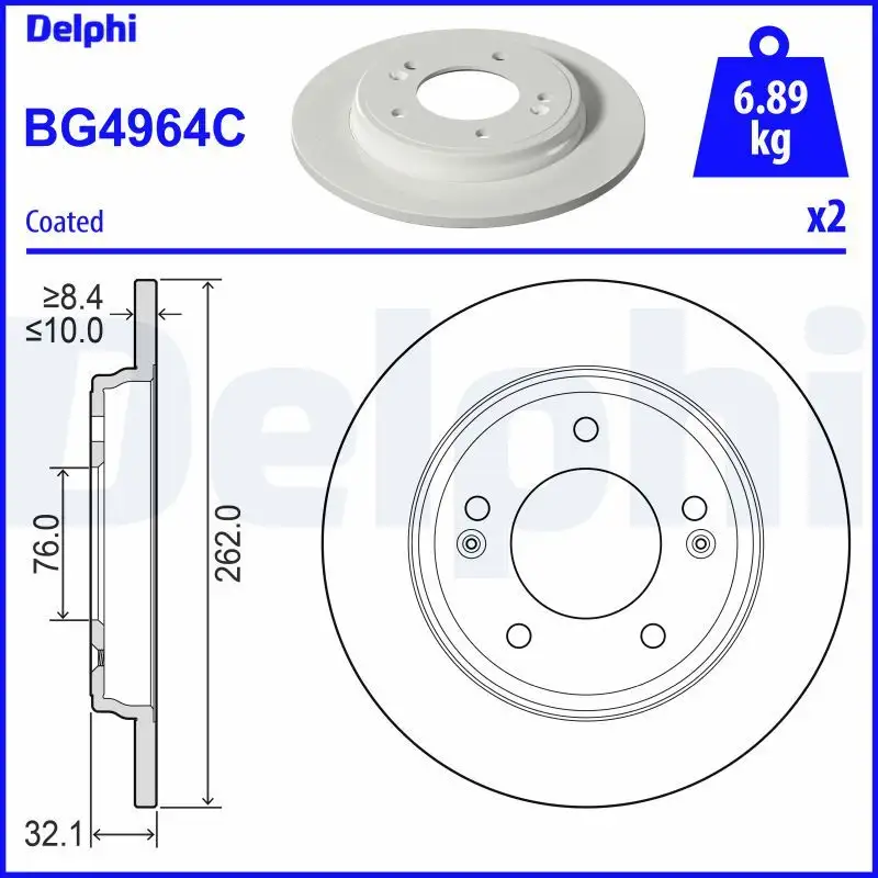 DELPHI BG4964C Arka Fren Diski 58411G2300