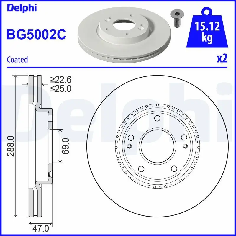 DELPHI BG5002C Ön Fren Diski 51712G4000
