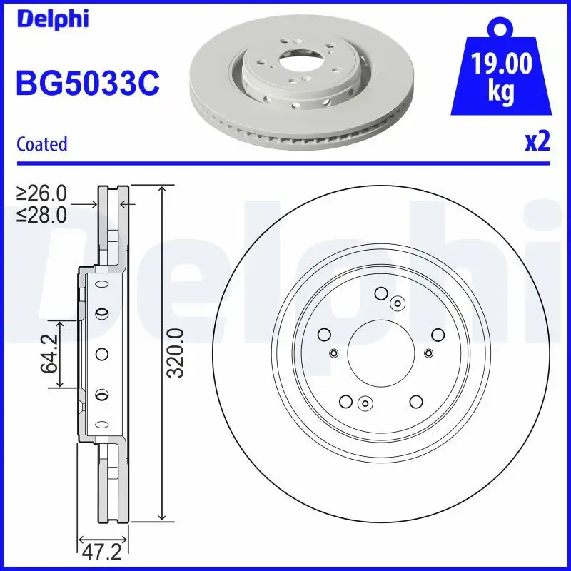 DELPHI BG5033C Ön Fren Diski 45251TNYE01