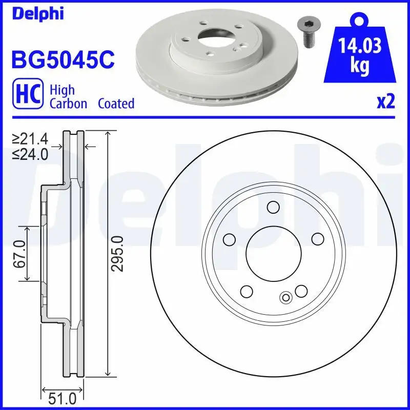 DELPHI BG5045C Ön Fren Diski A2474210312