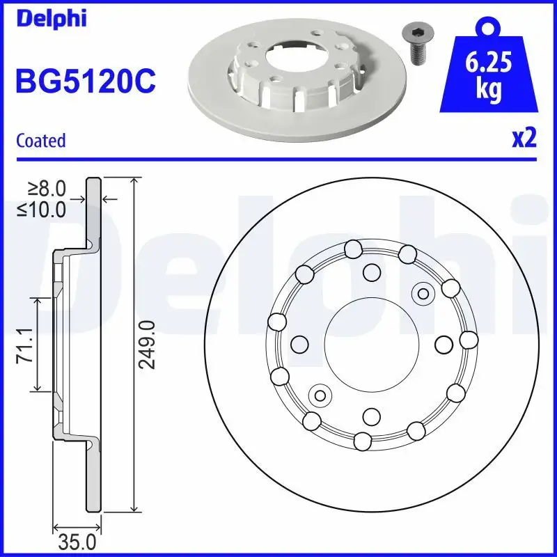 DELPHI BG5120C Arka Fren Diski 9827734980