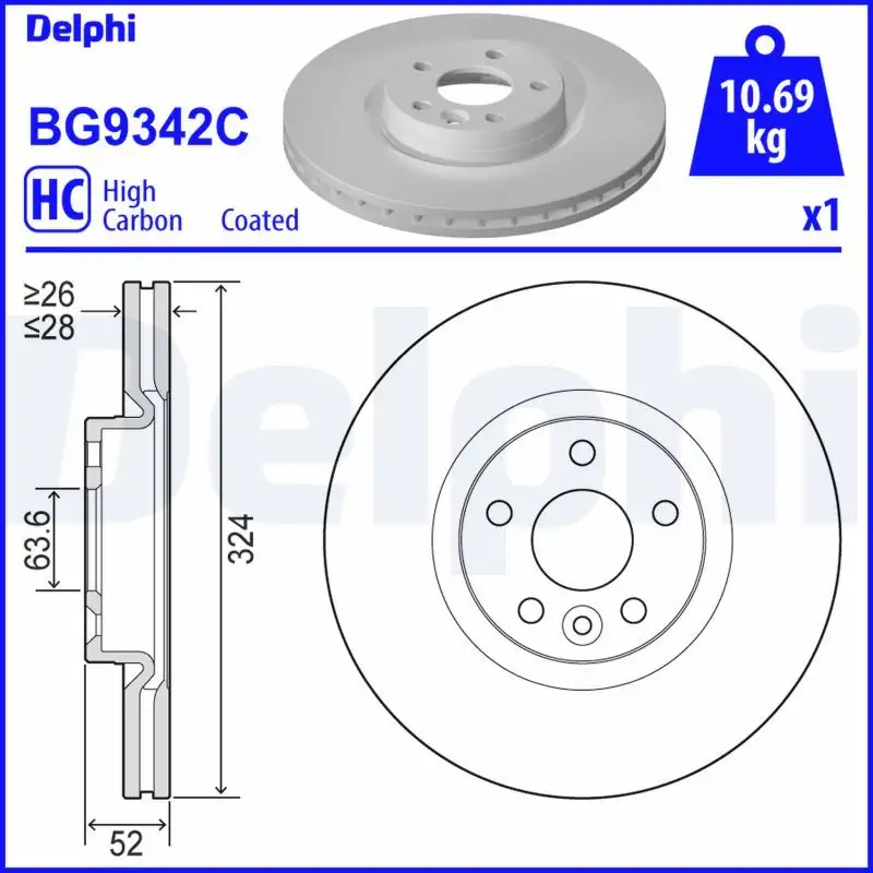 DELPHI BG9342C Ön Fren Diski 31423305