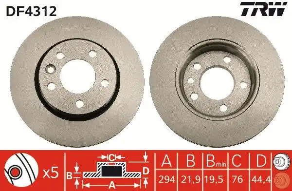 TRW DF4312 Arka Fren Diski 7H0615601B