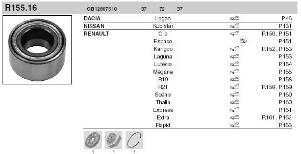SNR GB12807S10 Ön Aks Rulmanı