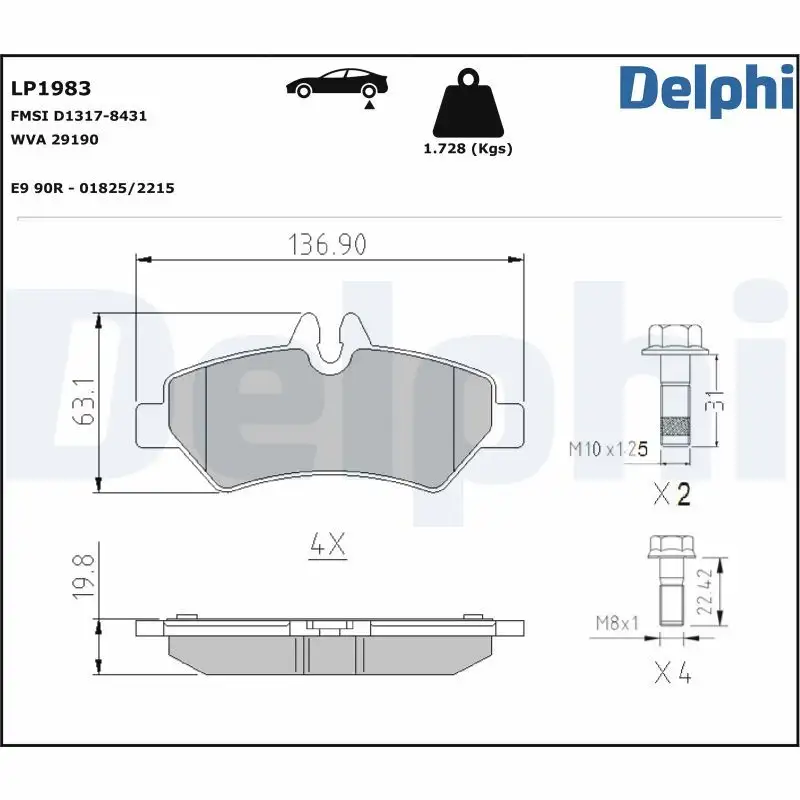 DELPHI LP1983 Arka Fren Balatası