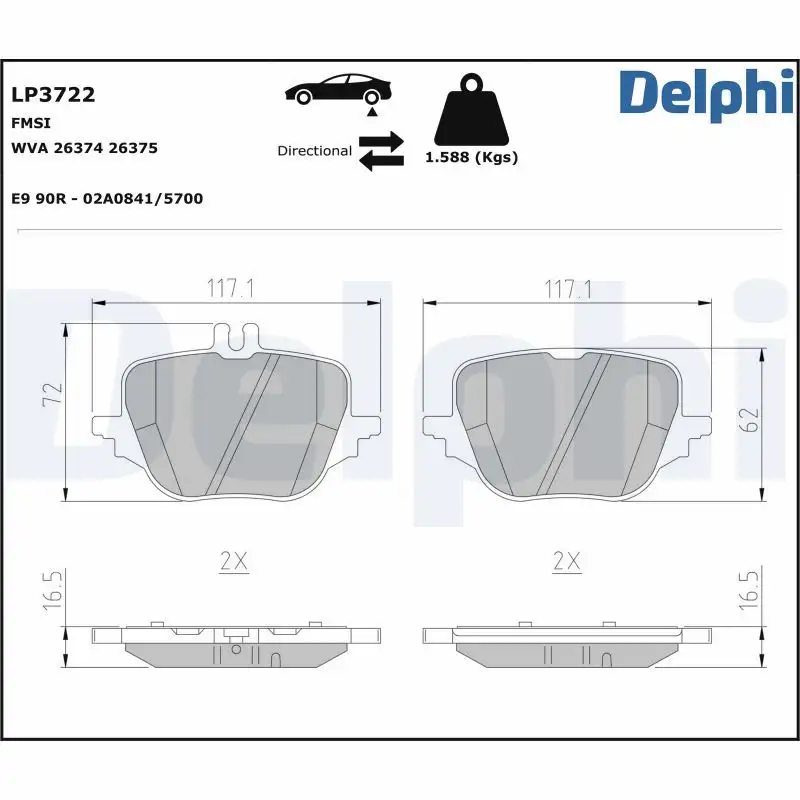 DELPHI LP3722 Arka Fren Balatası A0004209305
