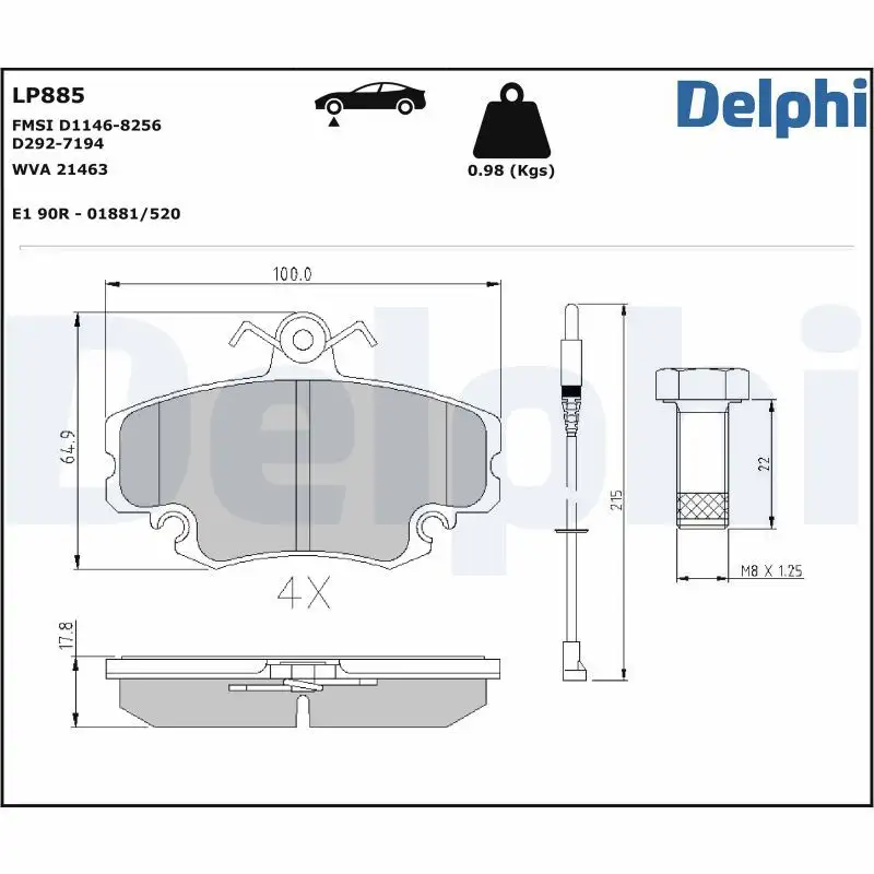 DELPHI LP885 Ön Fren Balatası