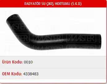 MASTER M0010 Radyatör Alt Hortumu 4338483