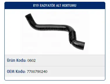 MASTER M0602 Radyatör Alt Hortumu 7700790240