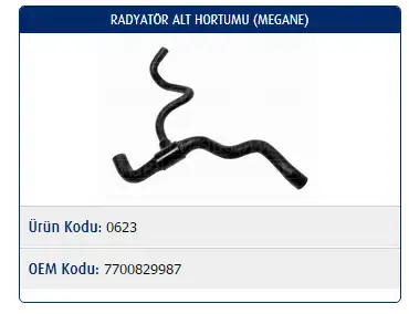 MASTER M0623 Radyatör Alt Hortumu 7700829987