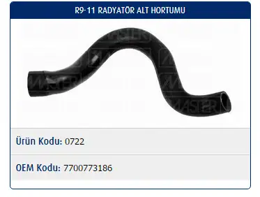 MASTER M0722 Radyatör Alt Hortumu 7700773186