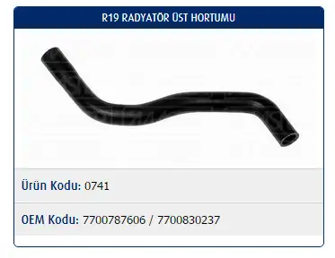 MASTER M0741 Radyatör Üst Hortumu 7700787606