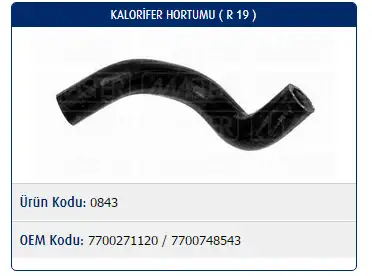 MASTER M0843 Kalorifer Hortumu 7700271120