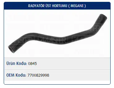 MASTER M0845 Radyatör Üst Hortumu 7700829998