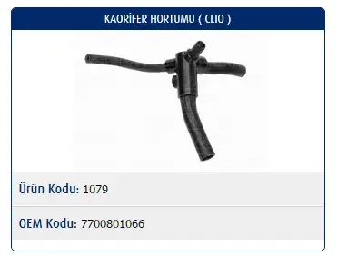 MASTER M1079 Kalorifer Hortumu 7700801066