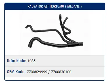 MASTER M1085 Radyatör Alt Hortumu L1T11129AB