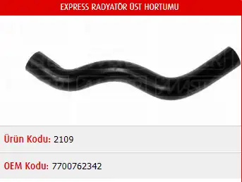 MASTER M2109 Radyatör Üst Hortumu 7700762342