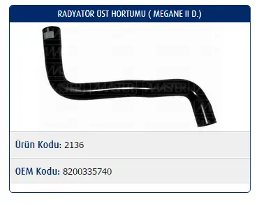 MASTER M2136 Radyatör Üst Hortumu 8200335740