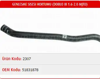 MASTER M2307 Yedek Su Deposu Hortumu 51831878