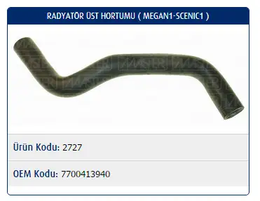 MASTER M2727 Radyatör Üst Hortumu