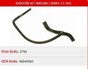 MASTER M2756 Radyatör Alt Hortumu 46844560