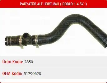 MASTER M2850 Radyatör Alt Hortumu 51790620
