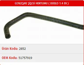 MASTER M2852 Yedek Su Deposu Hortumu 51757919